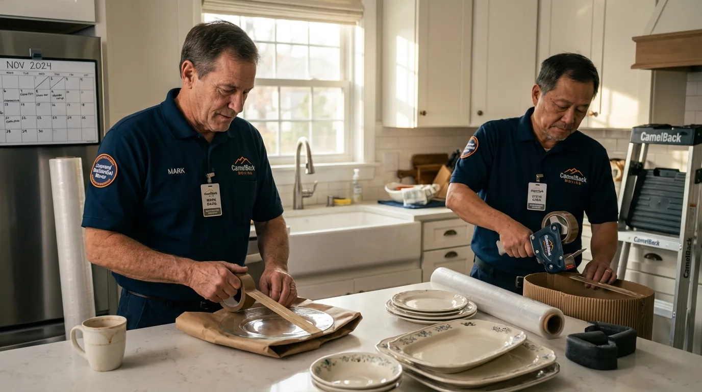 Professional crew packing kitchen dishware in Darrington, WA